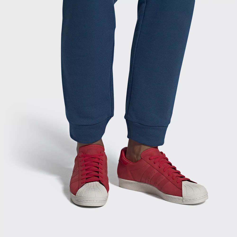 Adidas Superstar 80s Tenis Rojos Para Hombre (MX-30825)